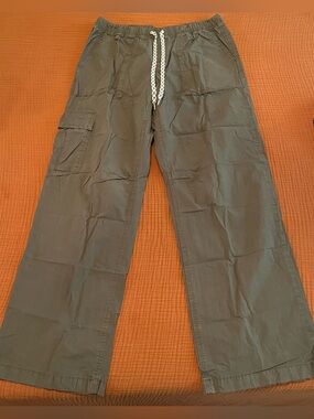 aerie Olive Green Cargo Drawstring Trousers